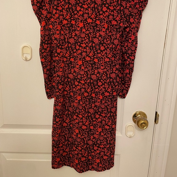 Maje Rapita Wrap Effect Floral Print Crepe Mini Dress in Red EU 34 (US XS) - Picture 8 of 9